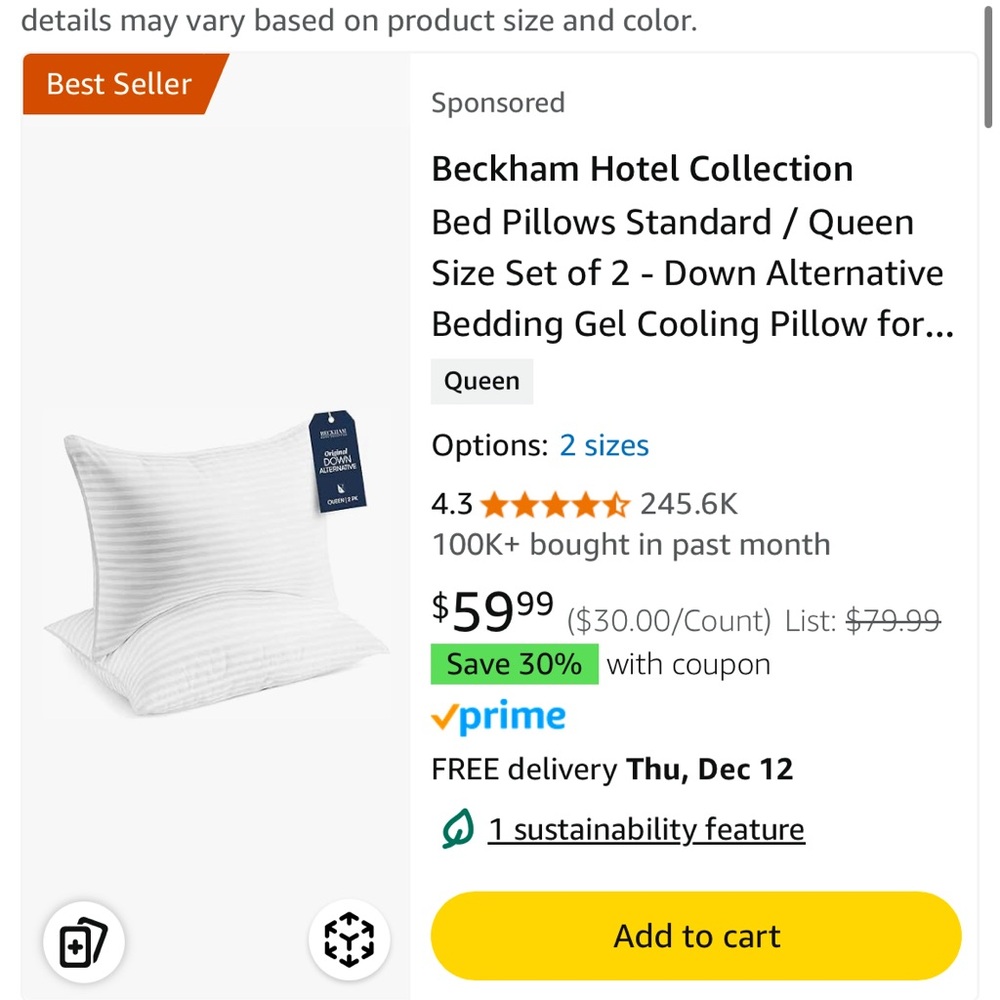 Brand new Beckham Pillow. Not opened yet